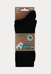 100% Bio Katoen - Effen Sokken - 3 Paar - Zwart - Ondergoedenzo.nl