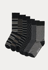 Sokken - 100% Bio Katoen - 6 Paar - Multi Black - Ondergoedenzo.nl