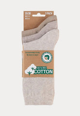 100% Bio Katoen - Effen Sokken - 3 Paar - Beige Mix - Ondergoedenzo.nl