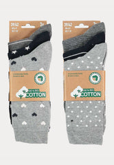 100% Bio Katoen - Damessokken - 6 Paar - Grijs Fashion - Ondergoedenzo.nl