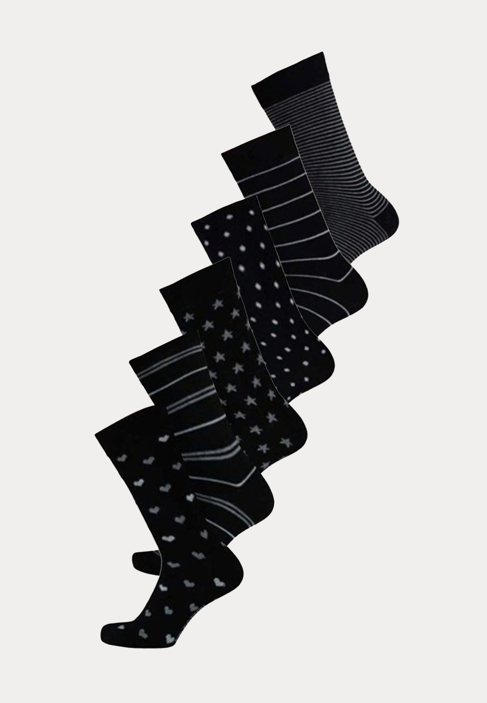 100% Bio Katoen - Damessokken - 6 Paar - Zwart Fashion - Ondergoedenzo.nl