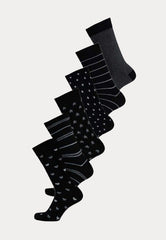 100% Bio Katoen - Damessokken - 6 Paar - Zwart Fashion - Ondergoedenzo.nl