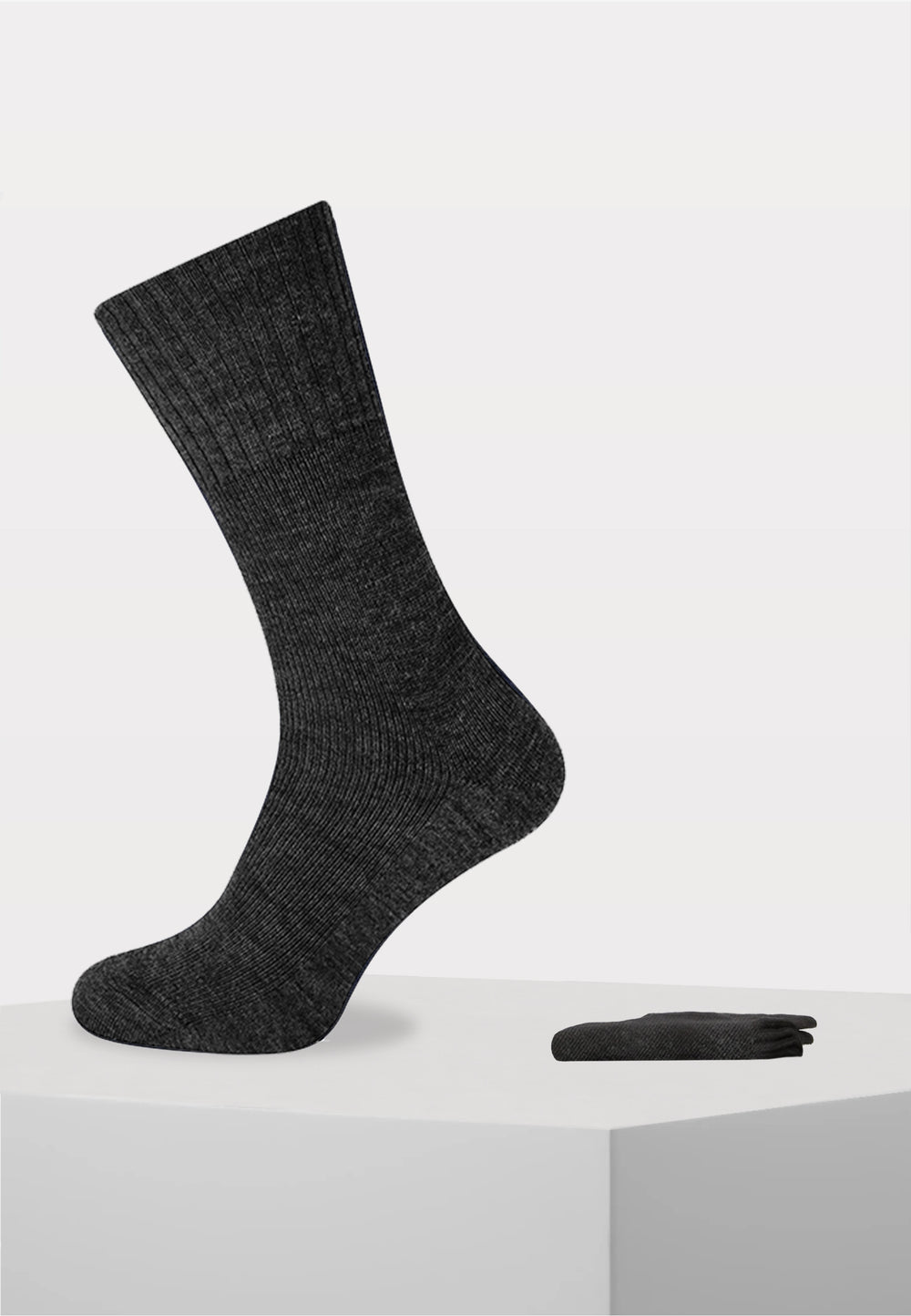 Herensok - Wol - Boord Zonder Elastiek Voor Diabeten - Antraciet - Ondergoedenzo.nl