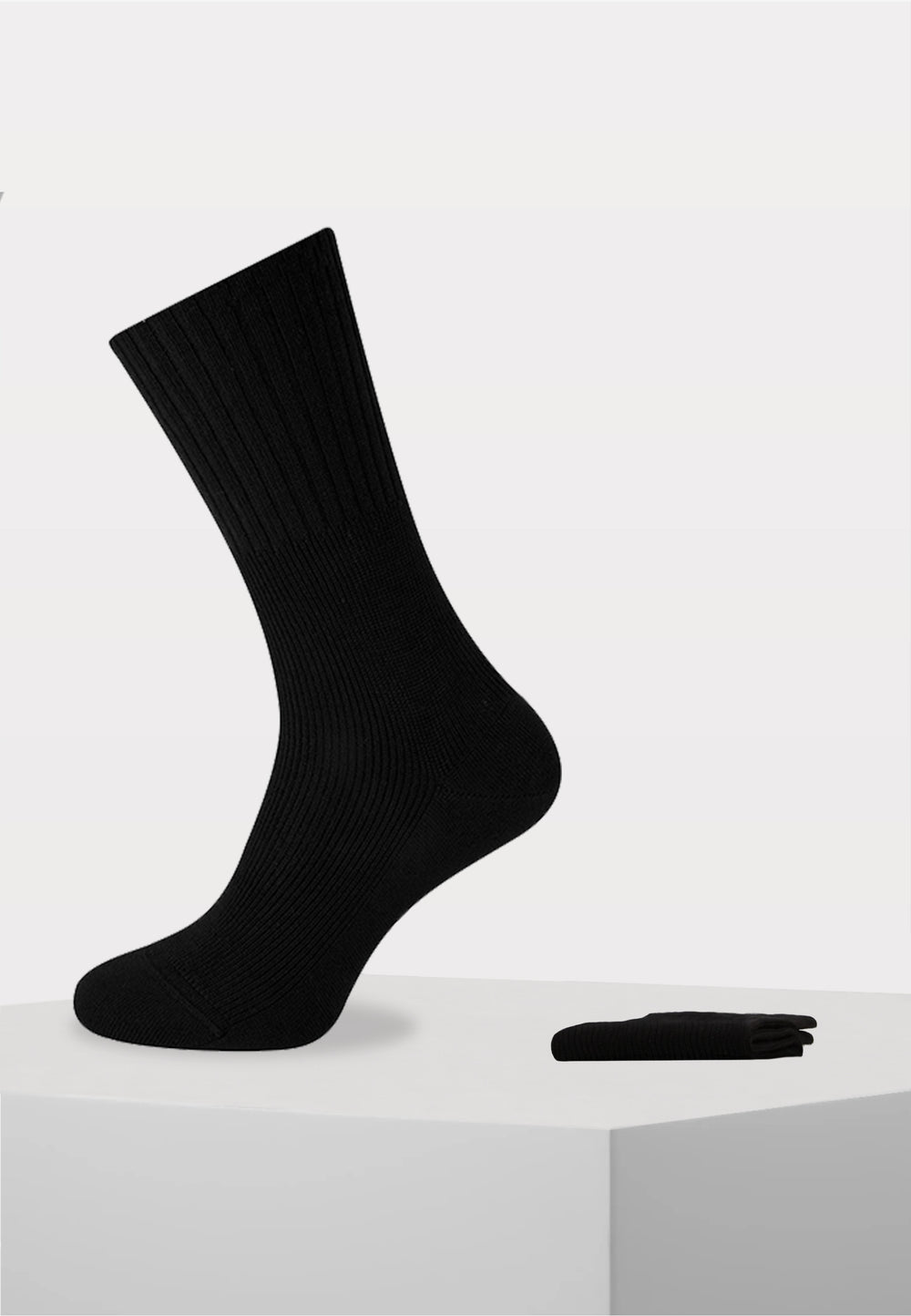 Herensok - Wol - Boord Zonder Elastiek Voor Diabeten - Zwart - Ondergoedenzo.nl