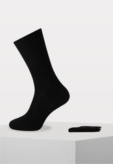 Herensok - Wol - Boord Zonder Elastiek Voor Diabeten - Zwart - Ondergoedenzo.nl