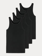 Heren Onderhemd - Singlet - 4 Pack - Zwart - Ondergoedenzo.nl