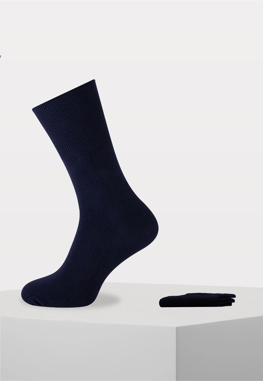 Herensok - Katoen - Boord Zonder Elastiek Voor Diabeten - Marine - Ondergoedenzo.nl