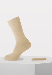 Herensok - Katoen - Boord Zonder Elastiek Voor Diabeten - Beige - Ondergoedenzo.nl