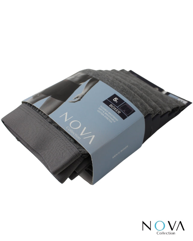 Nova Collection - Boxershorts - 5 Pack - Heren Onderbroeken - Katoen - Heren Ondergoed - Casual - Boxer - Donkergrijs - Ondergoedenzo.nl