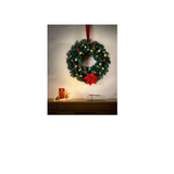LIVAR LED Kerstkrans – 15 LED lampjes- Ø60 cm- Rond- Met lint en kerstballen-Kerst-Krans-Groen