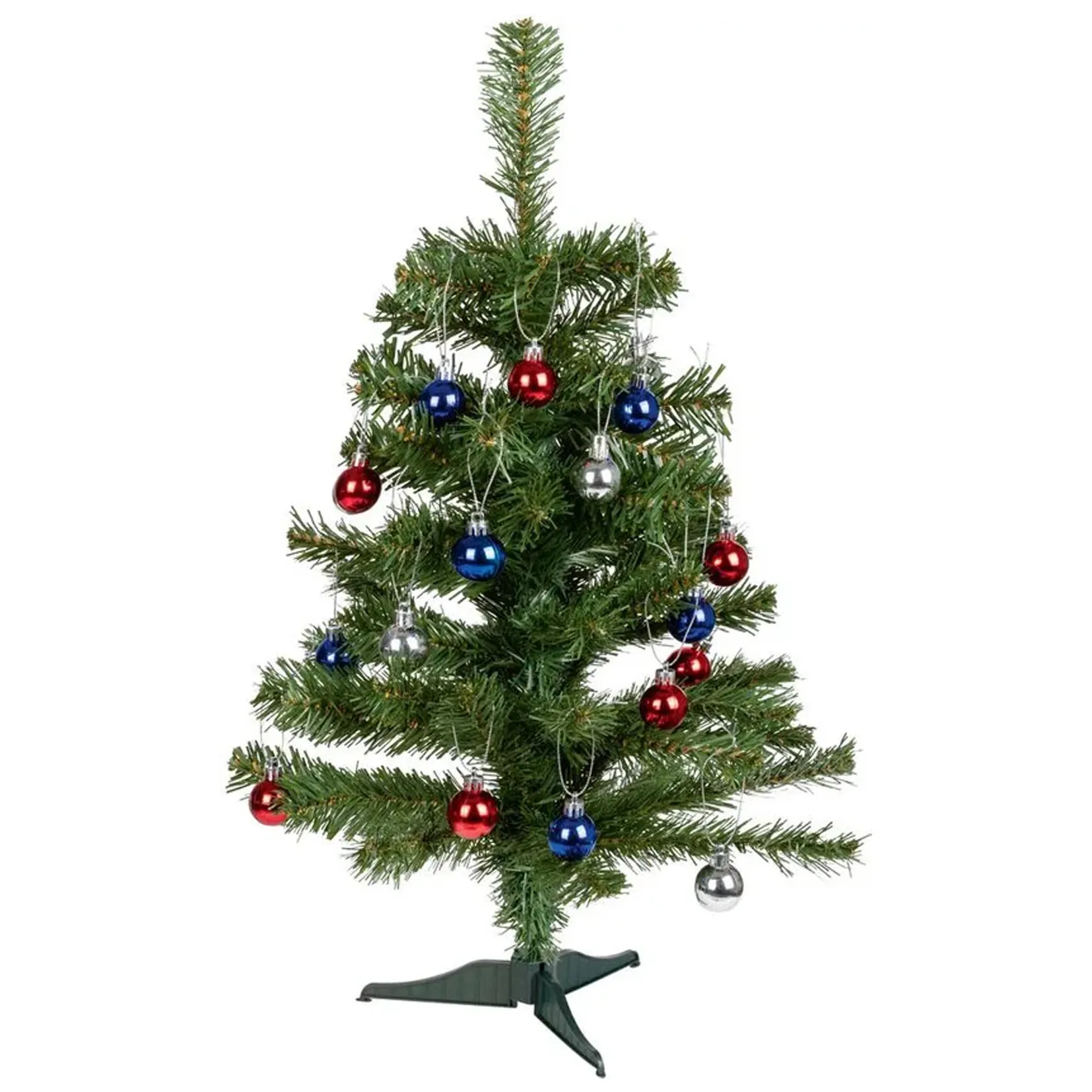 Mini Kerstboom 60cm hoog – 66 flexibel te vormen takken – Inclusief 24 kerstballen – Ø38 cm – voor op tafel bureau – kleine – eenvoudige opbouw – onderhoudsvriendelijk en herbruikbaar – kunstkerstboom net echt – volle kerstboom –