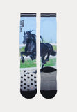 paardrijsokken met een zwarte paard print van het merk Stapphorse