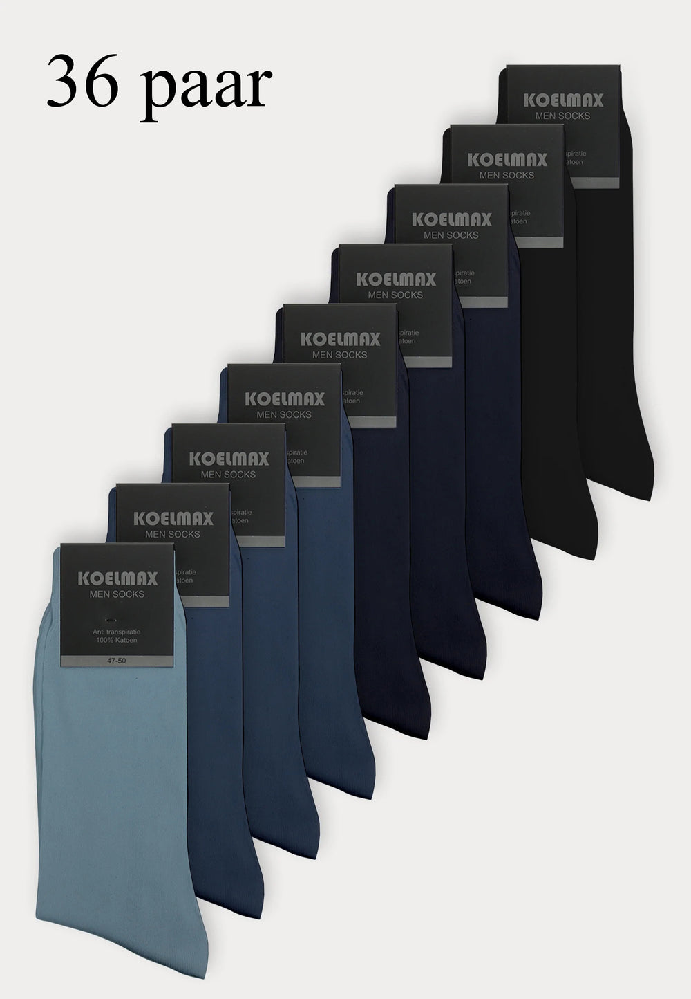 Koelmax - Naadloze Herensokken - 100% Katoen - 36 Paar - Jeans Mix - Ondergoedenzo.nl