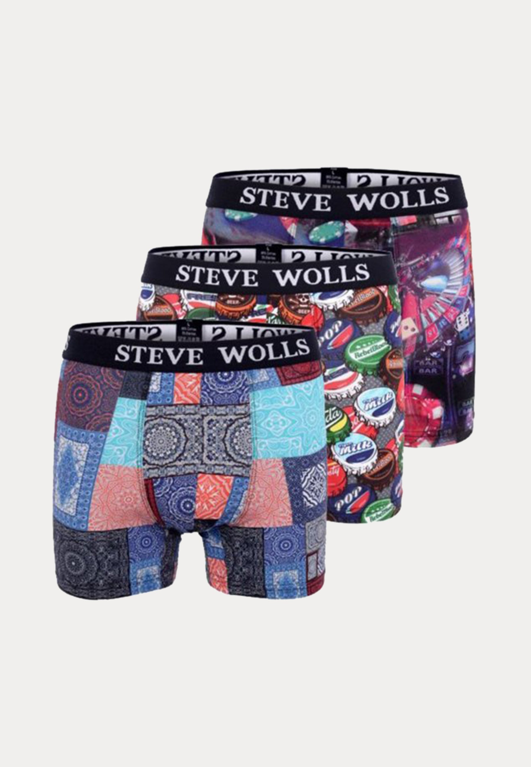 3 boxershorts met print van het merk Steve Wolls