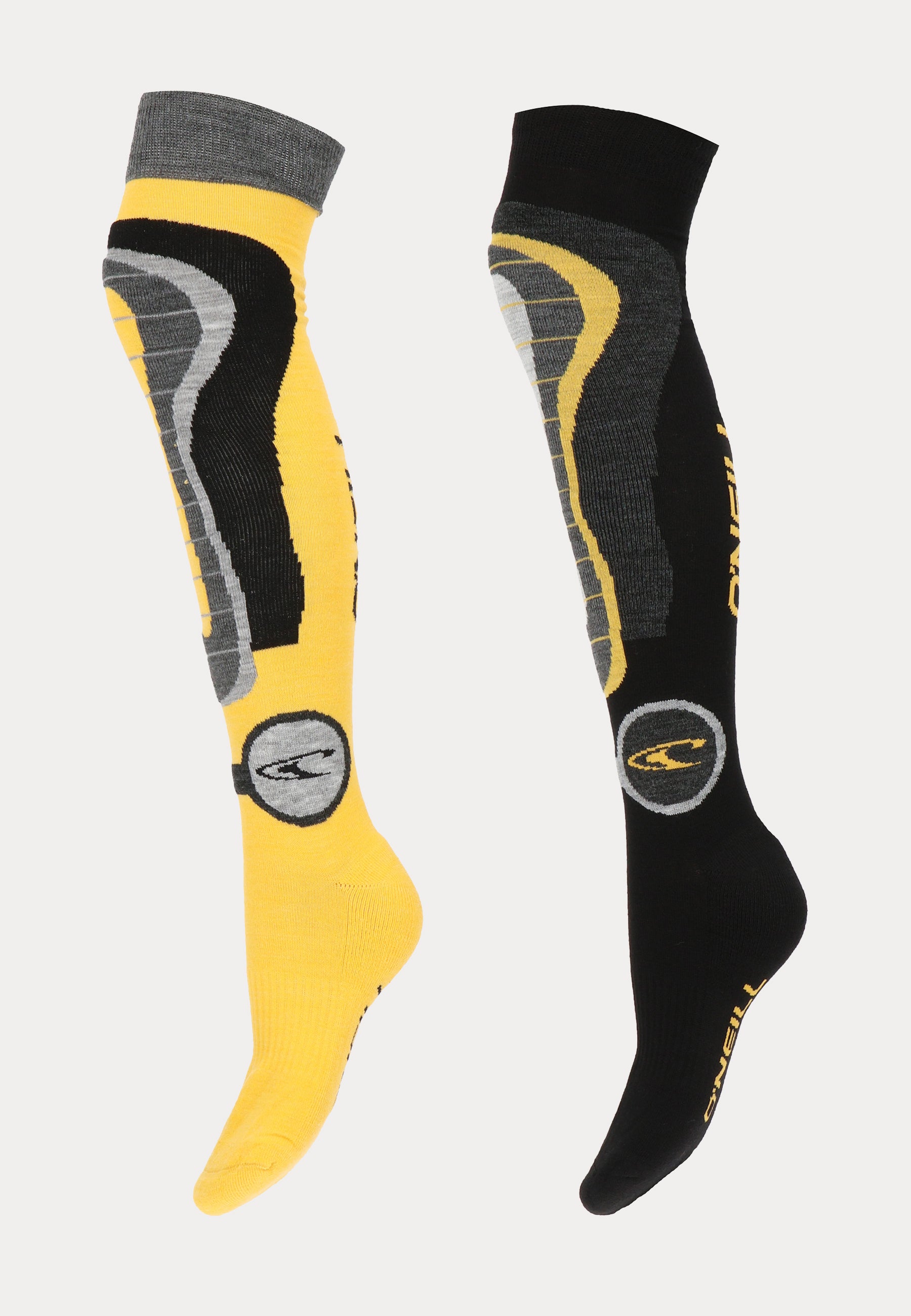 2 paar O'Neill ski sokken met een gestroomlijnde look in de kleuren zwart en geel