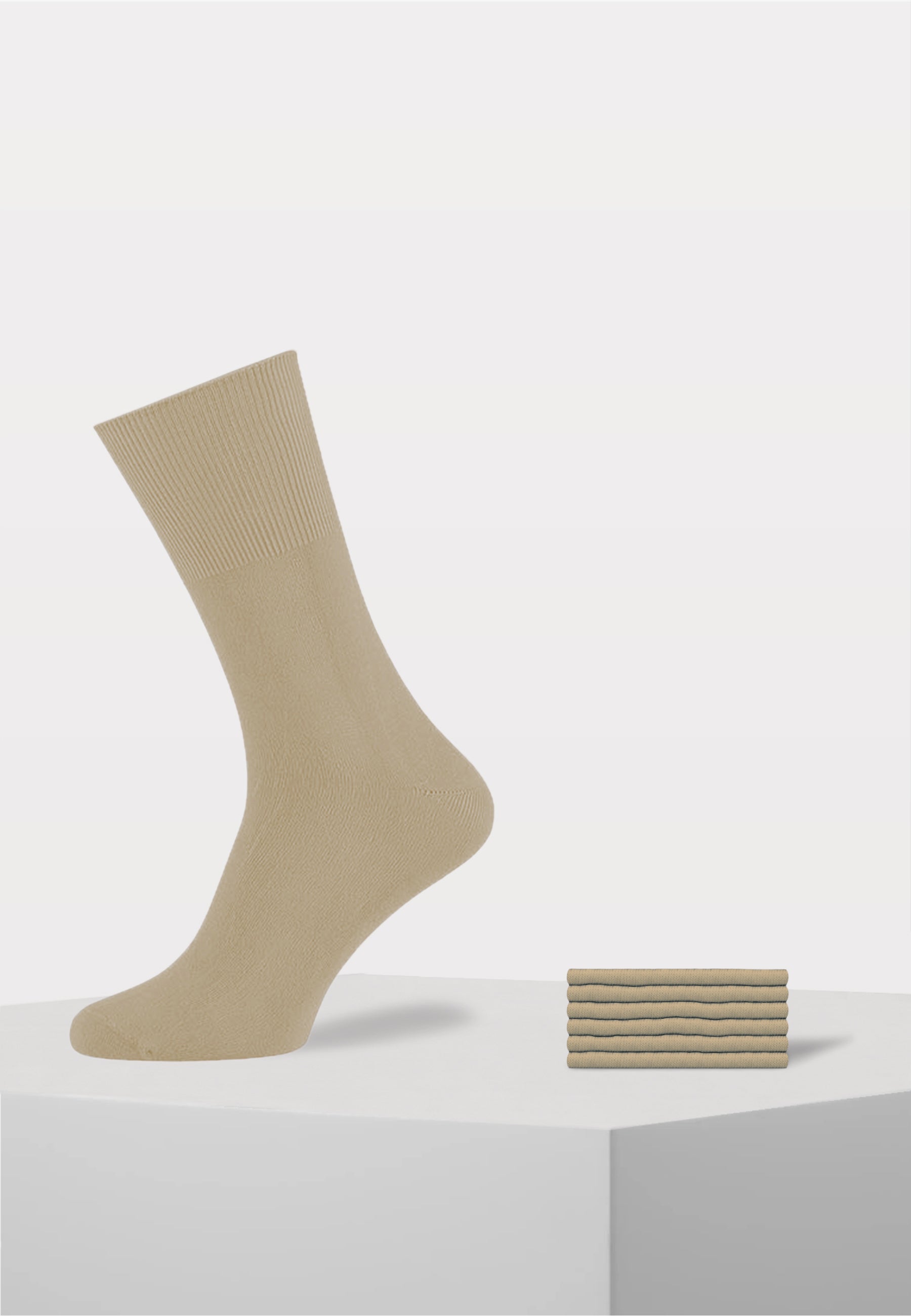 6 paar unisex anti press diabetes sokken van modal in de kleur beige