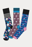 3 paar sokken met flamingo en palmbomen print