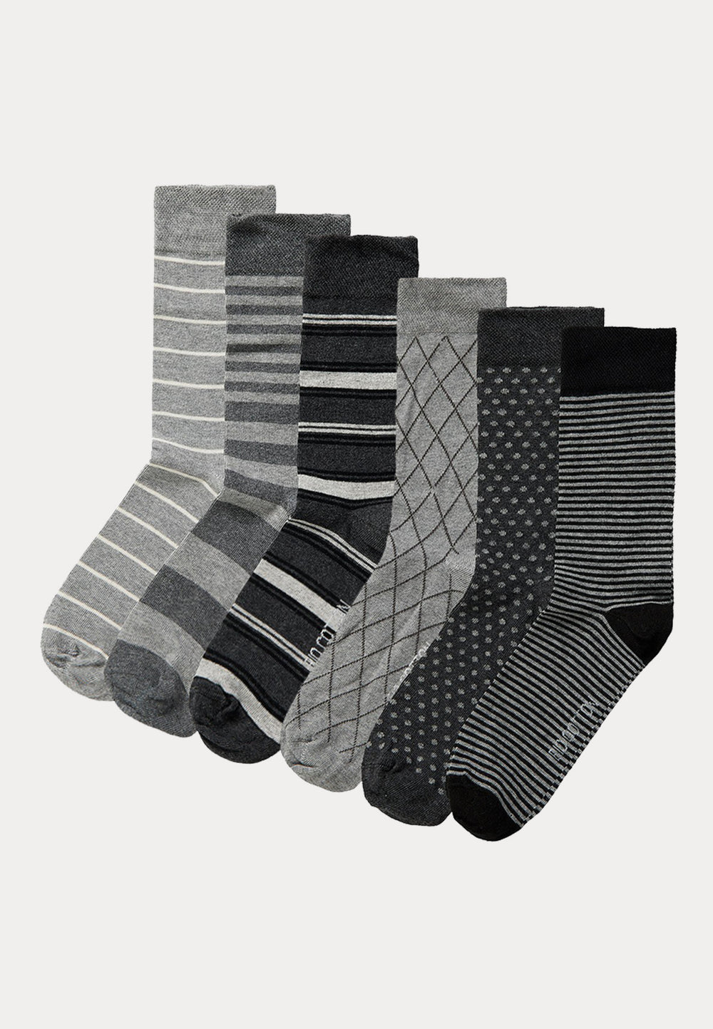 Sokken - 100% Bio Katoen - 6 Paar - Multi Grey - Ondergoedenzo.nl