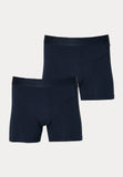 Twee bio katoenen effen boxershorts in de kleur navy