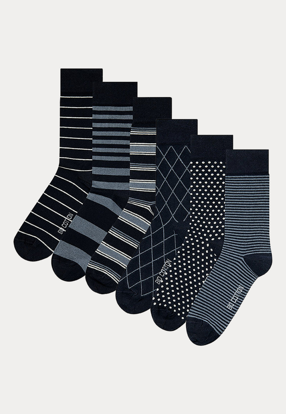 Sokken - 100% Bio Katoen - 6 Paar - Multi Marine - Ondergoedenzo.nl