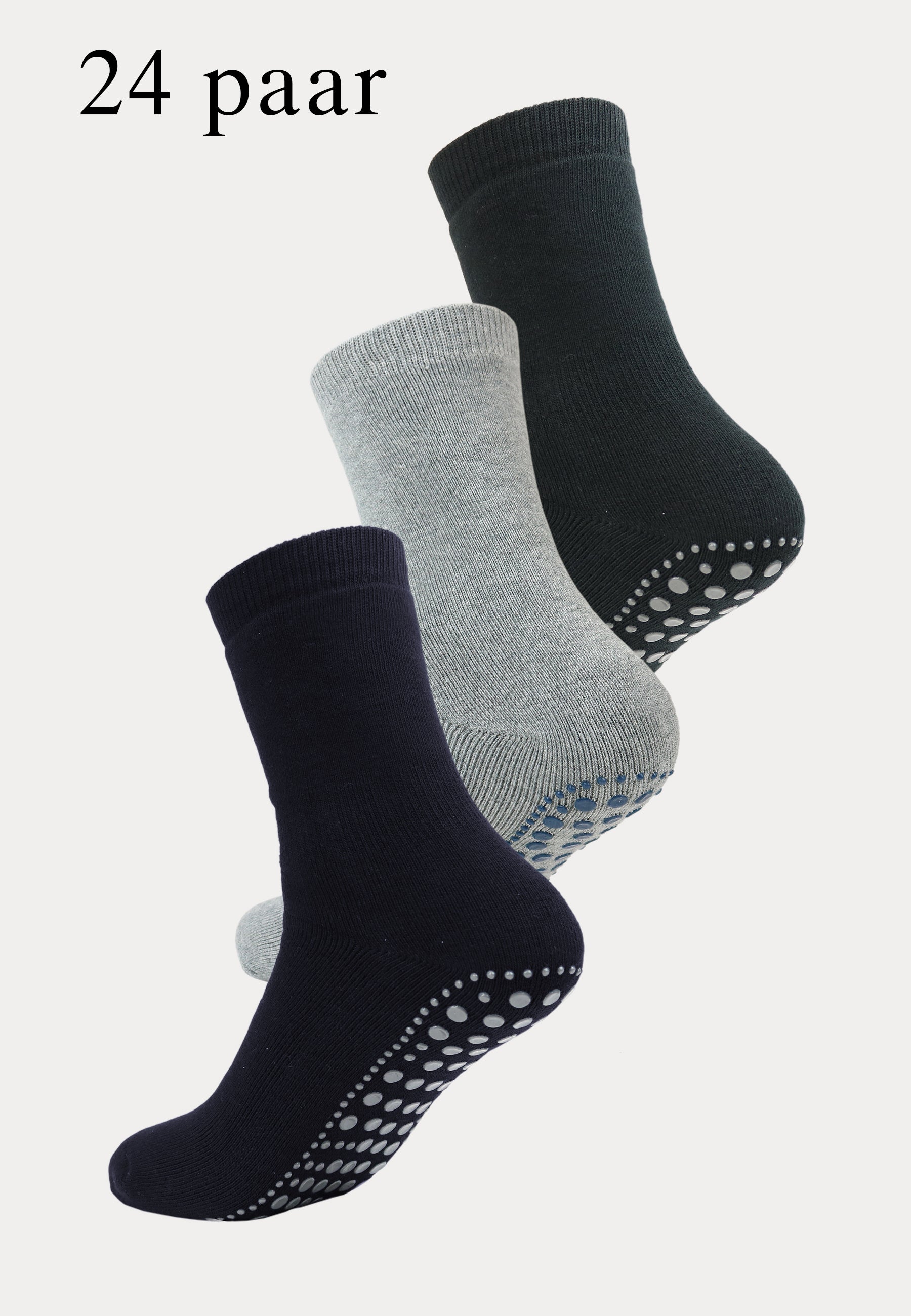 antislip sokken in de kleuren zwart, marine blauw en grijs
