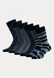 6 paar 100% bio katoen sokken met print in de kleuren marine