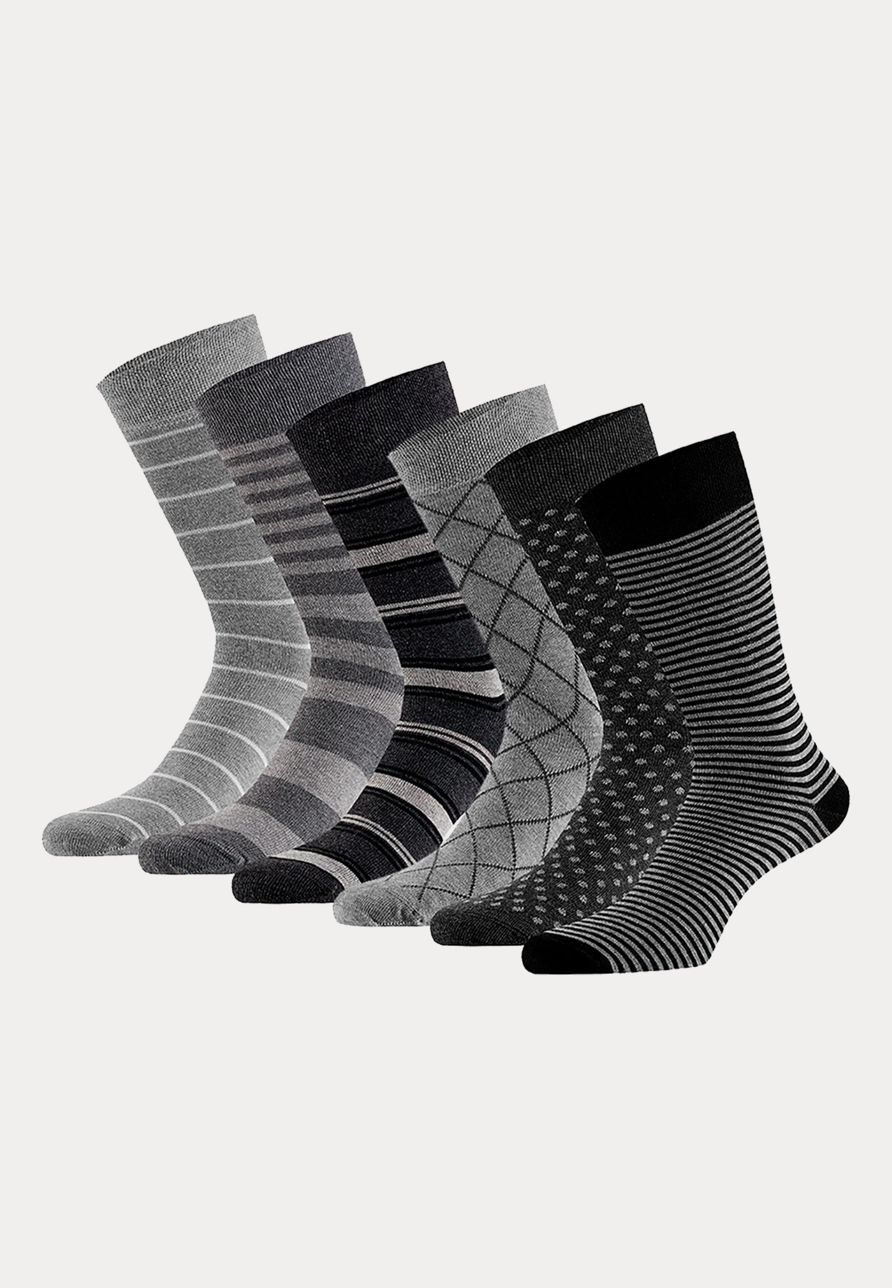6 paar 100% bio katoen sokken met print in de kleuren grijs