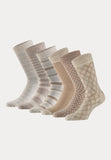 6 paar 100% bio katoen sokken met print in de kleuren beige