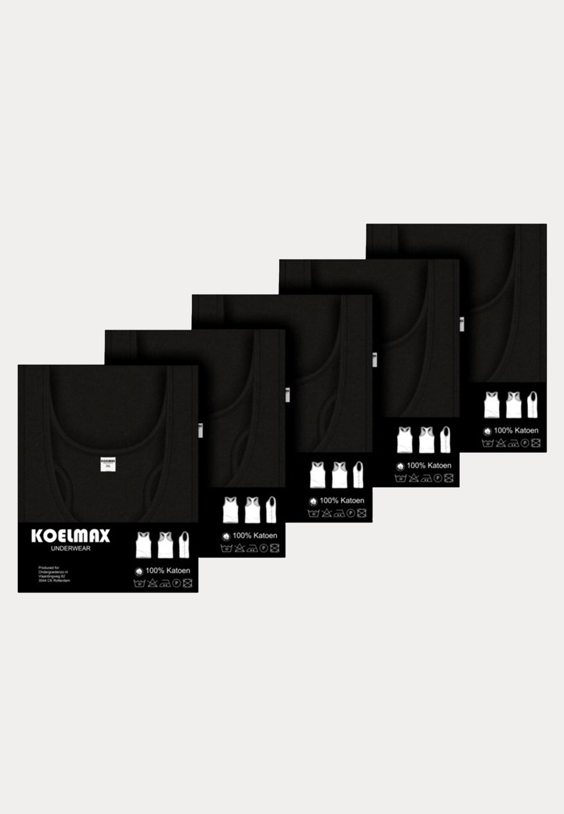 Koelmax - Heren Halterhemd - Tanktops - 5 Pack - Zwart