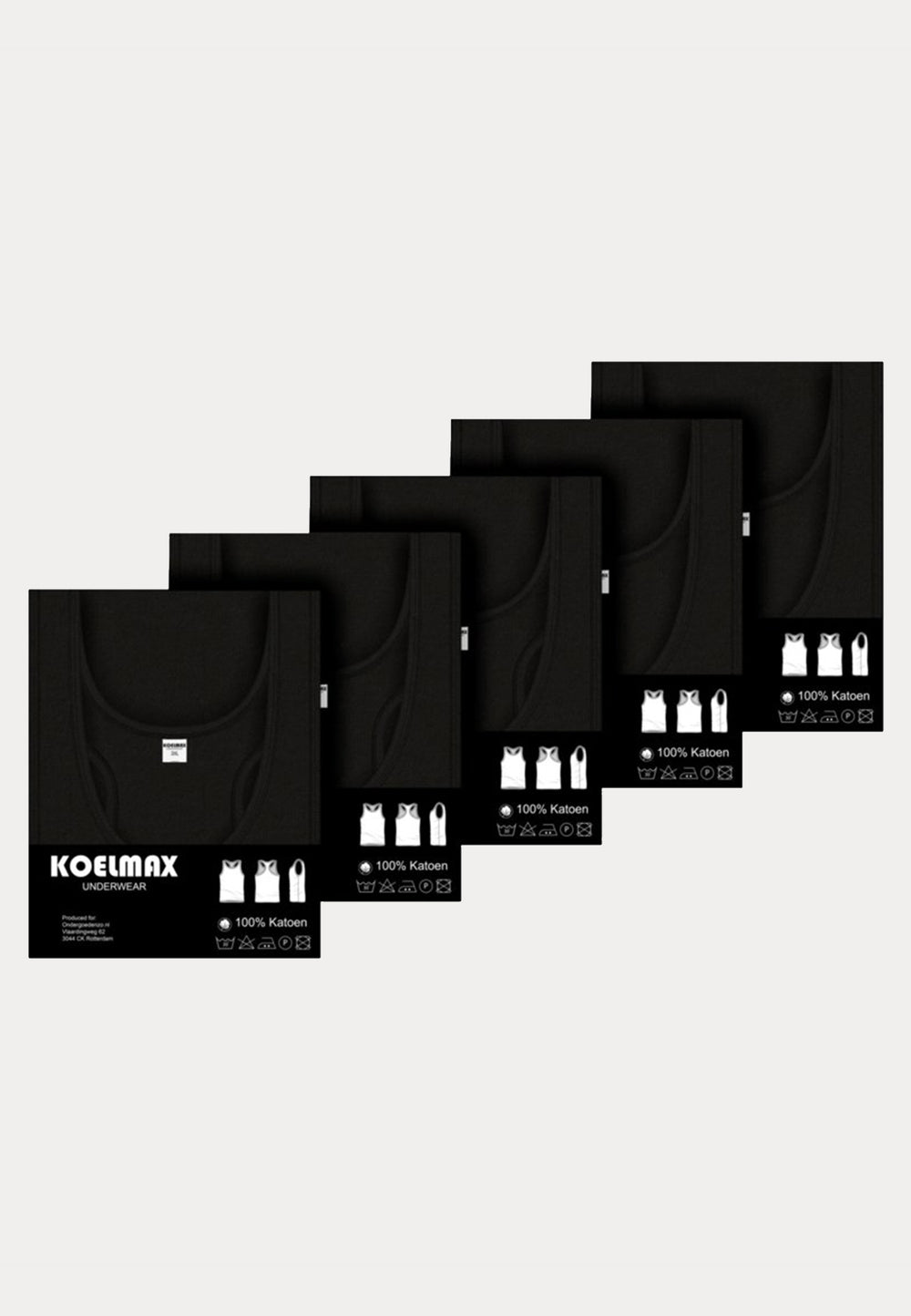 Koelmax - Heren Halterhemd - Tanktops - 5 Pack - Zwart - Ondergoedenzo.nl