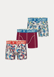 Set van 3 pack katoenen boxershorts waarvan 2 met print.