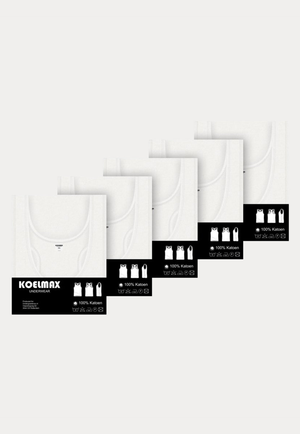 Koelmax - Heren Halterhemd - Tanktops - 5 Pack - Wit - Ondergoedenzo.nl