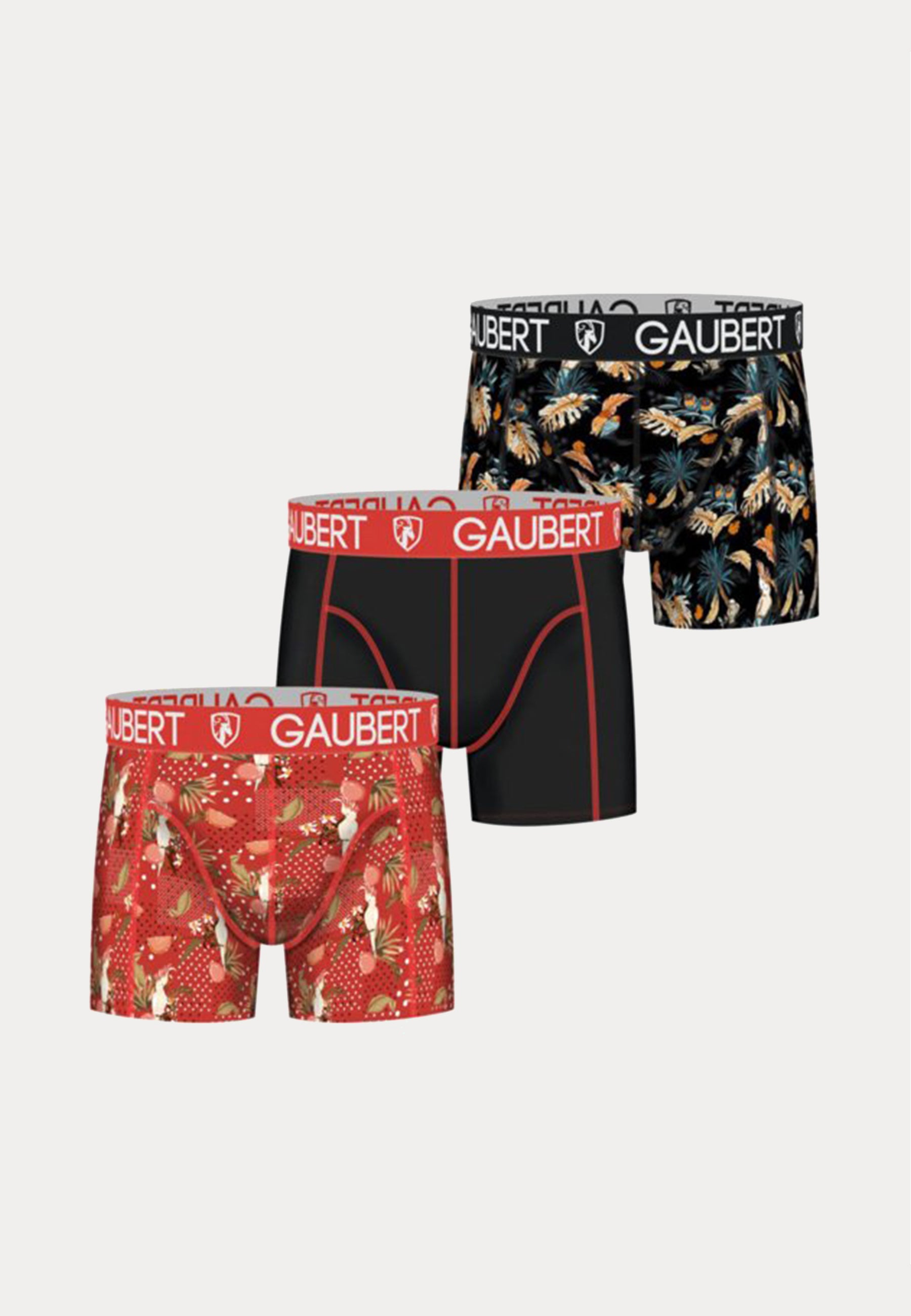 Set van 3 pack katoenen boxershorts waarvan 2 met print.