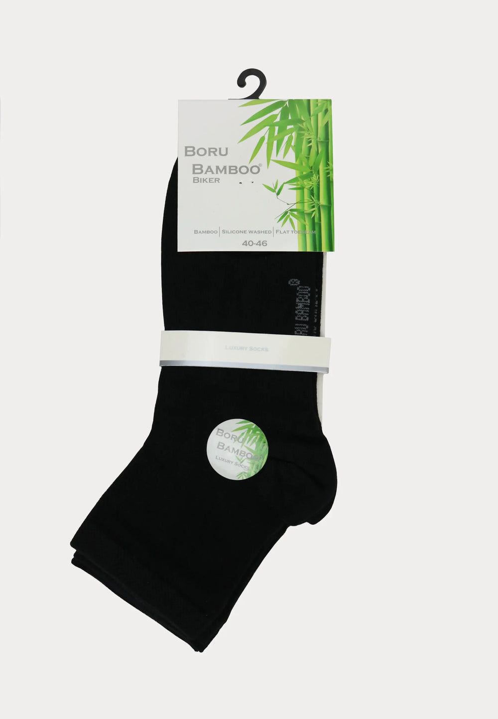 Boru Bamboe - Biker Socks - 2 Paar - Zwart - Ondergoedenzo.nl