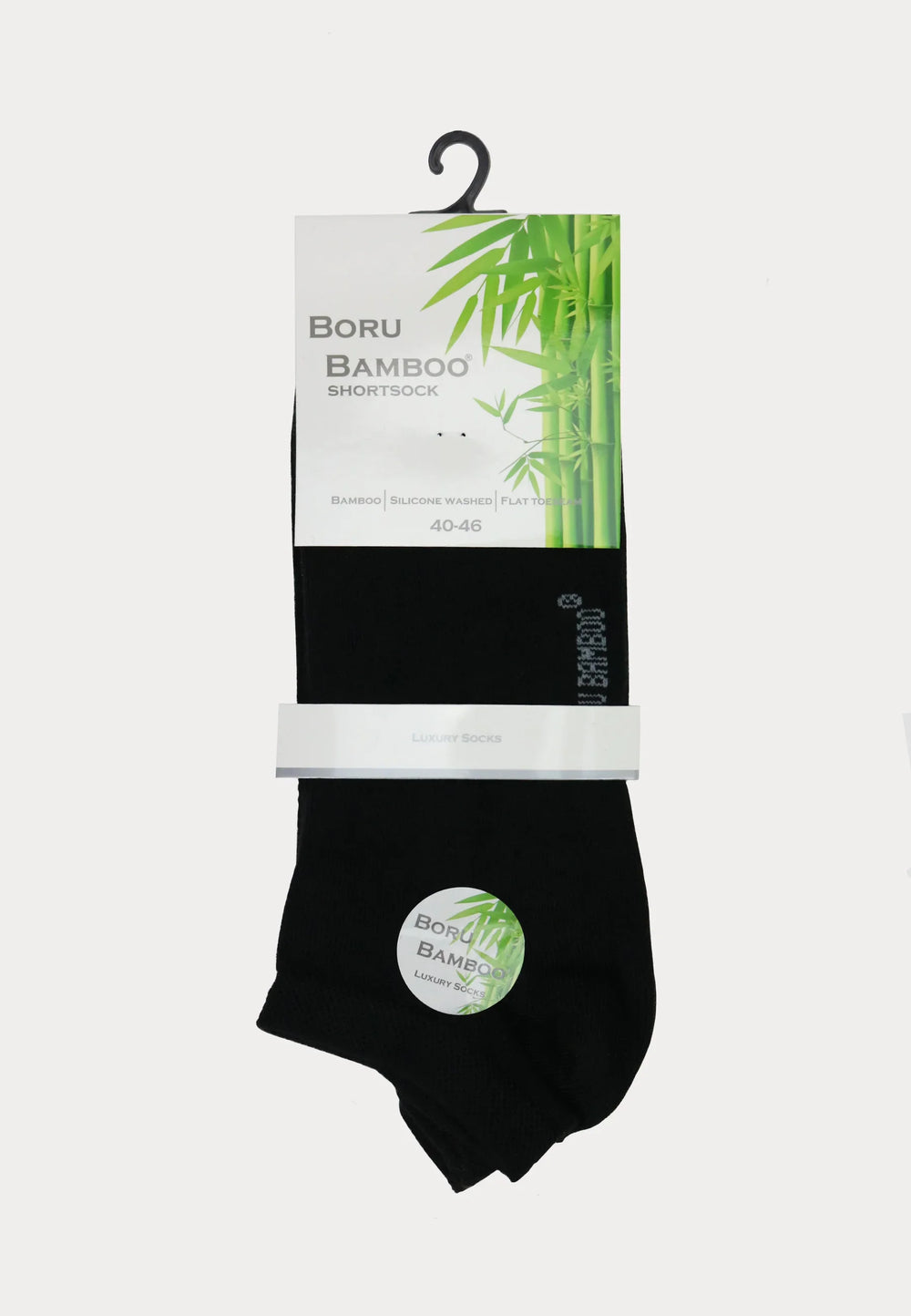 Boru Bamboo - Sneakersokken - 2 Paar - Zwart - Ondergoedenzo.nl