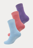 3 paar antislip sokken in de kleuren licht blauw, roze en paars