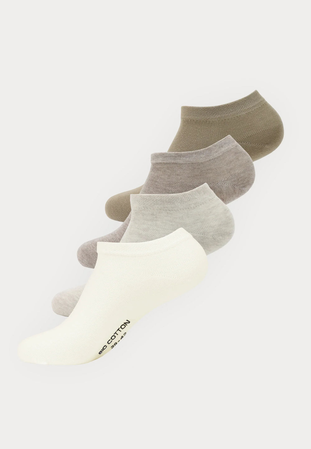 100% Bio Katoen - Sneakersokken - 4 Paar - Beige - Ondergoedenzo.nl