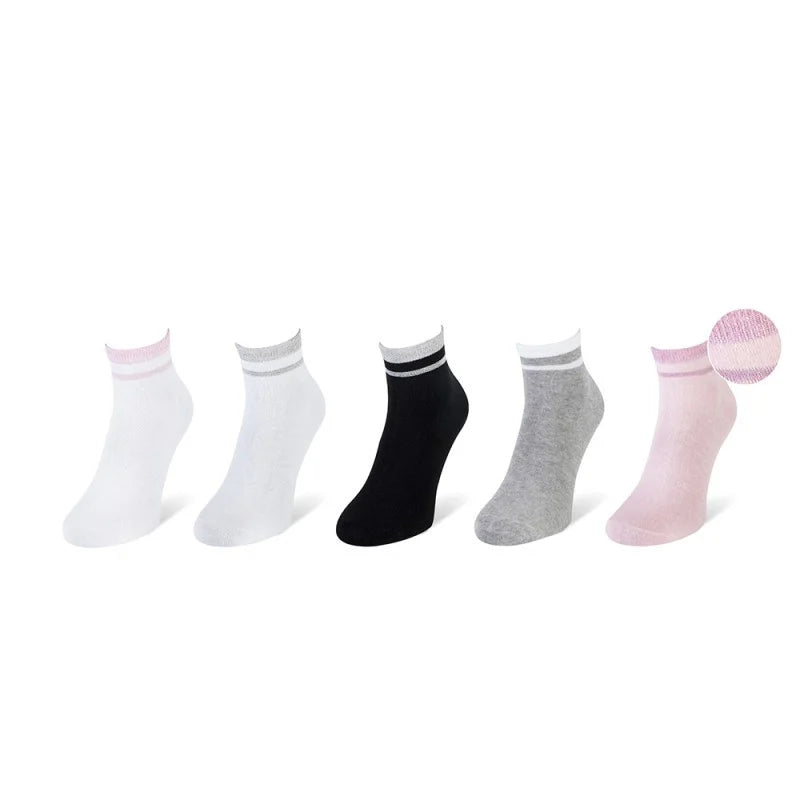 Dames Korte Sokken - Lurex Boord - 5 Paar - Multi Color