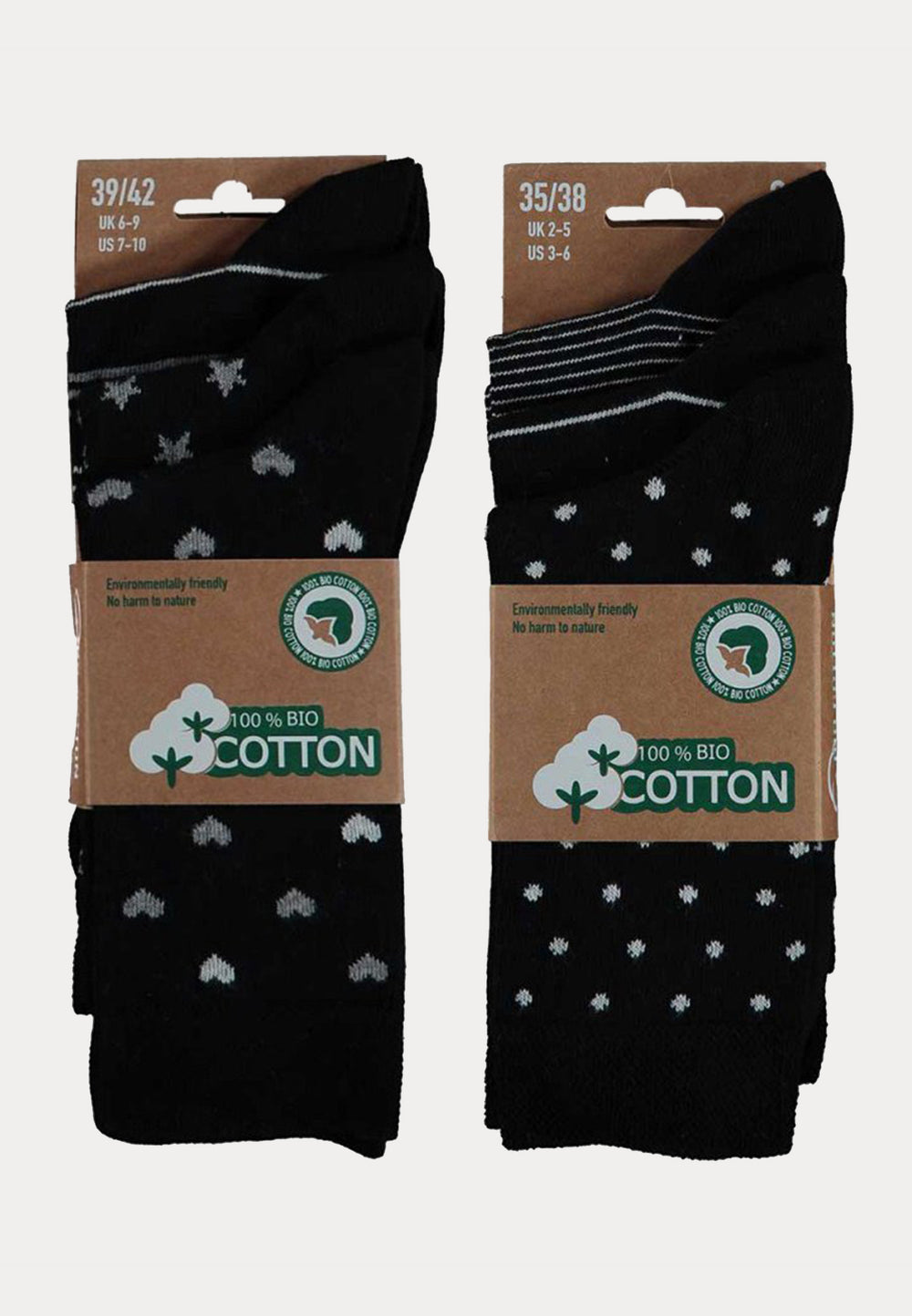 100% Bio Katoen - Damessokken - 6 Paar - Zwart Fashion - Ondergoedenzo.nl