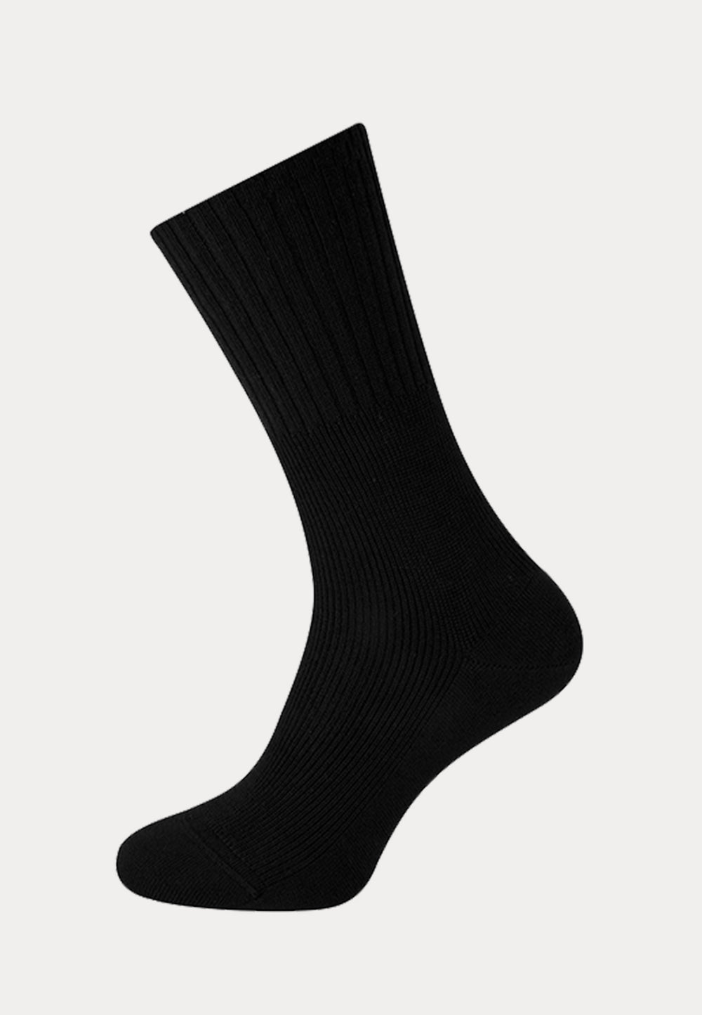 Herensok - Wol - Boord Zonder Elastiek Voor Diabeten - Zwart - Ondergoedenzo.nl