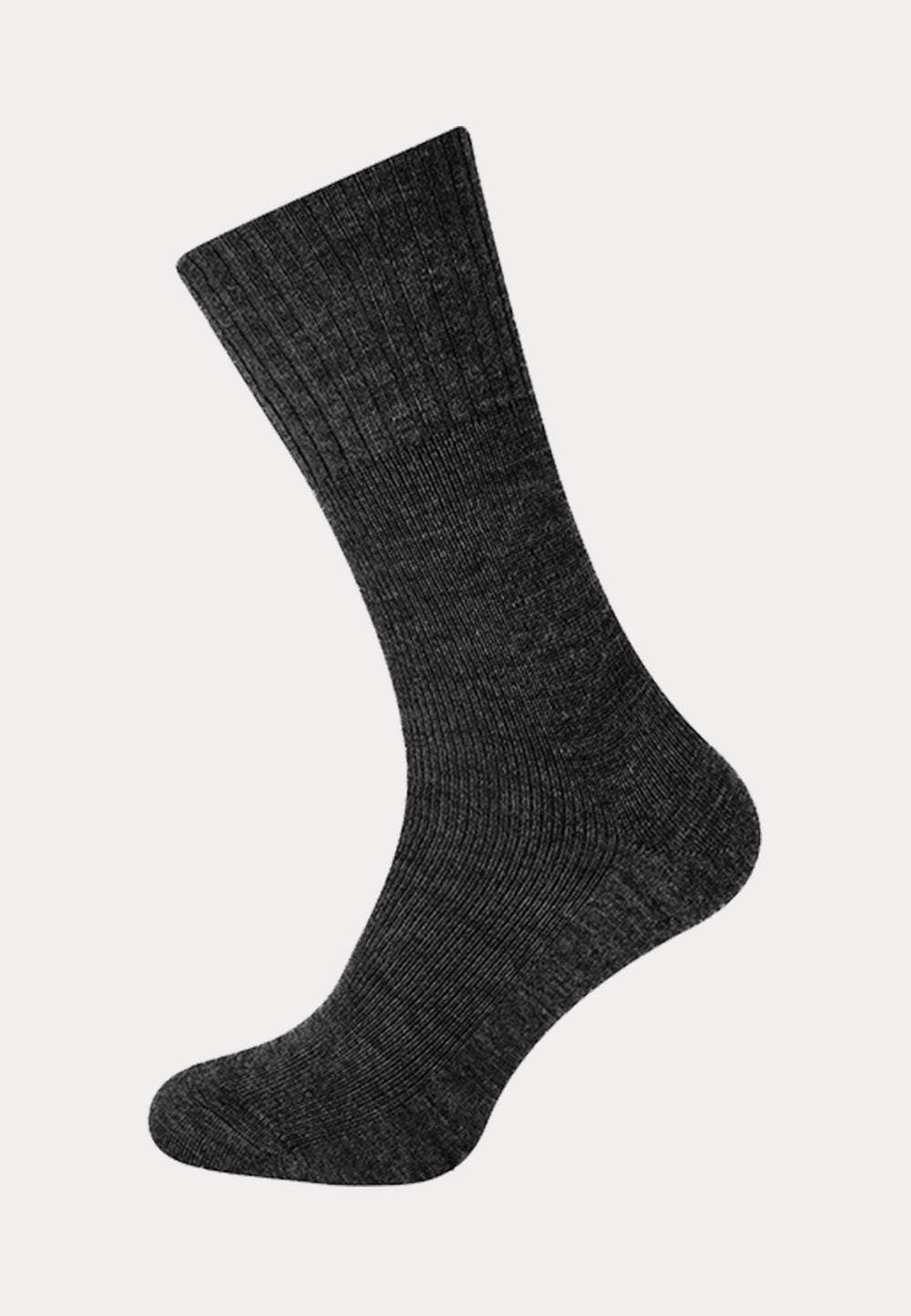 Herensok - Wol - Boord Zonder Elastiek Voor Diabeten - Antraciet - Ondergoedenzo.nl