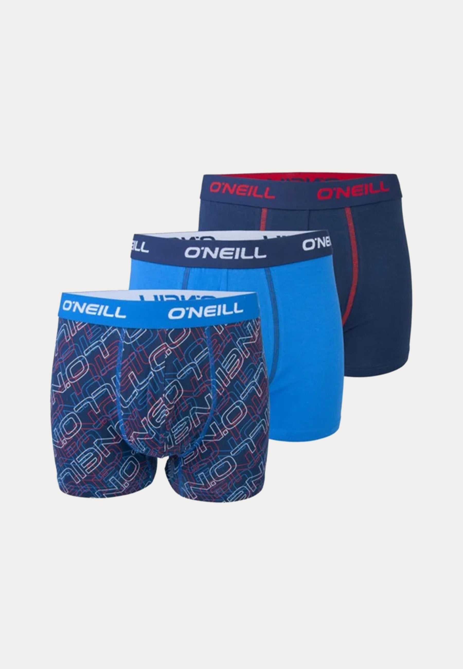 3 boxershorts van het merk O'Neill in de kleuren marineblauw en kobaltblauw