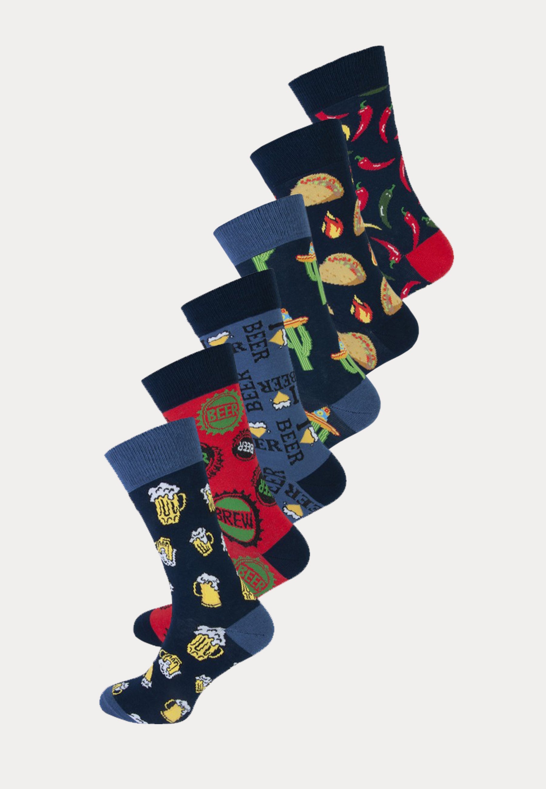 6 paar fashion socks met print van eten van het merk Teckel