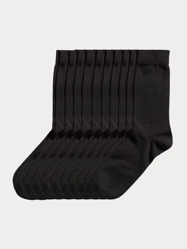 Naadloze Damessokken - 100% Katoen - 9 Paar - Zwart - Ondergoedenzo.nl