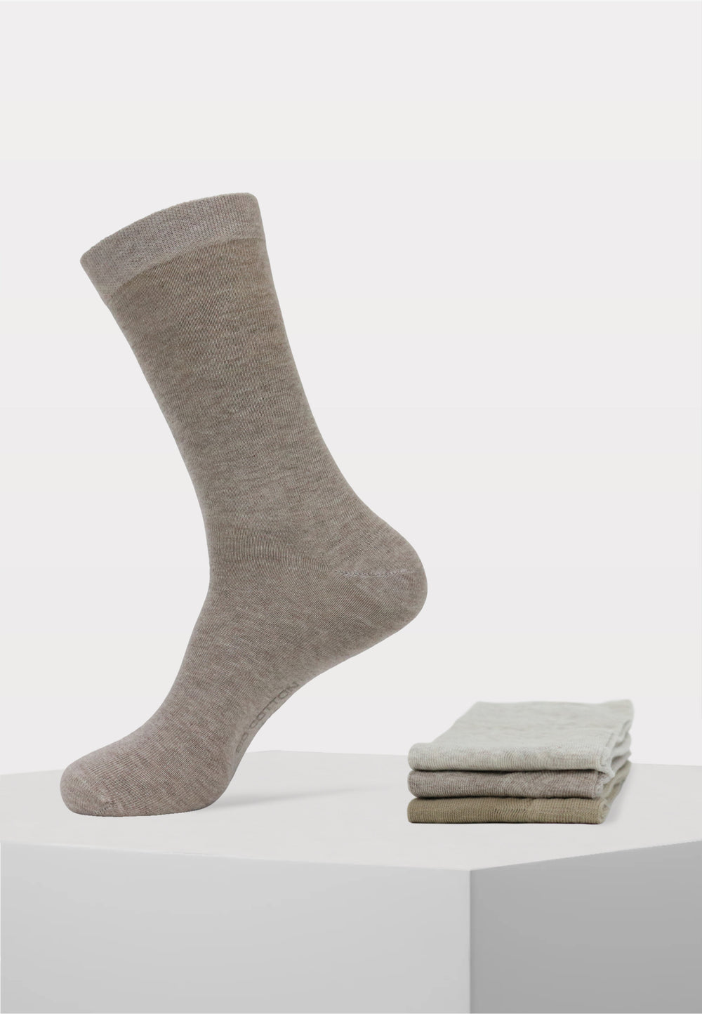 100% Bio Katoen - Effen Sokken - 3 Paar - Beige Mix - Ondergoedenzo.nl