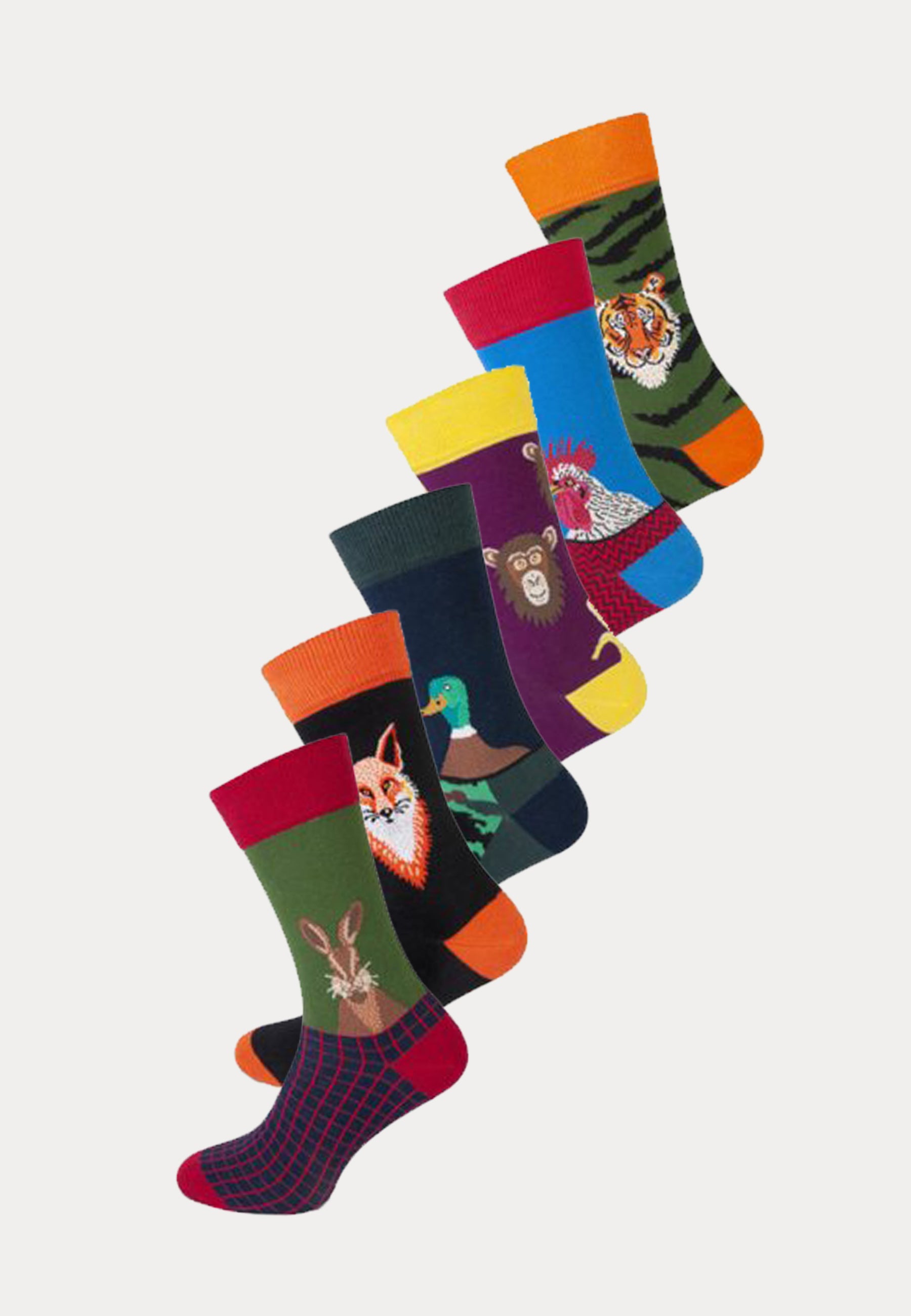 6 paar fashion socks met print van dieren van het merk Teckel