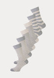6 paar beige fashion socks met grijze strepen print van het merk Teckel