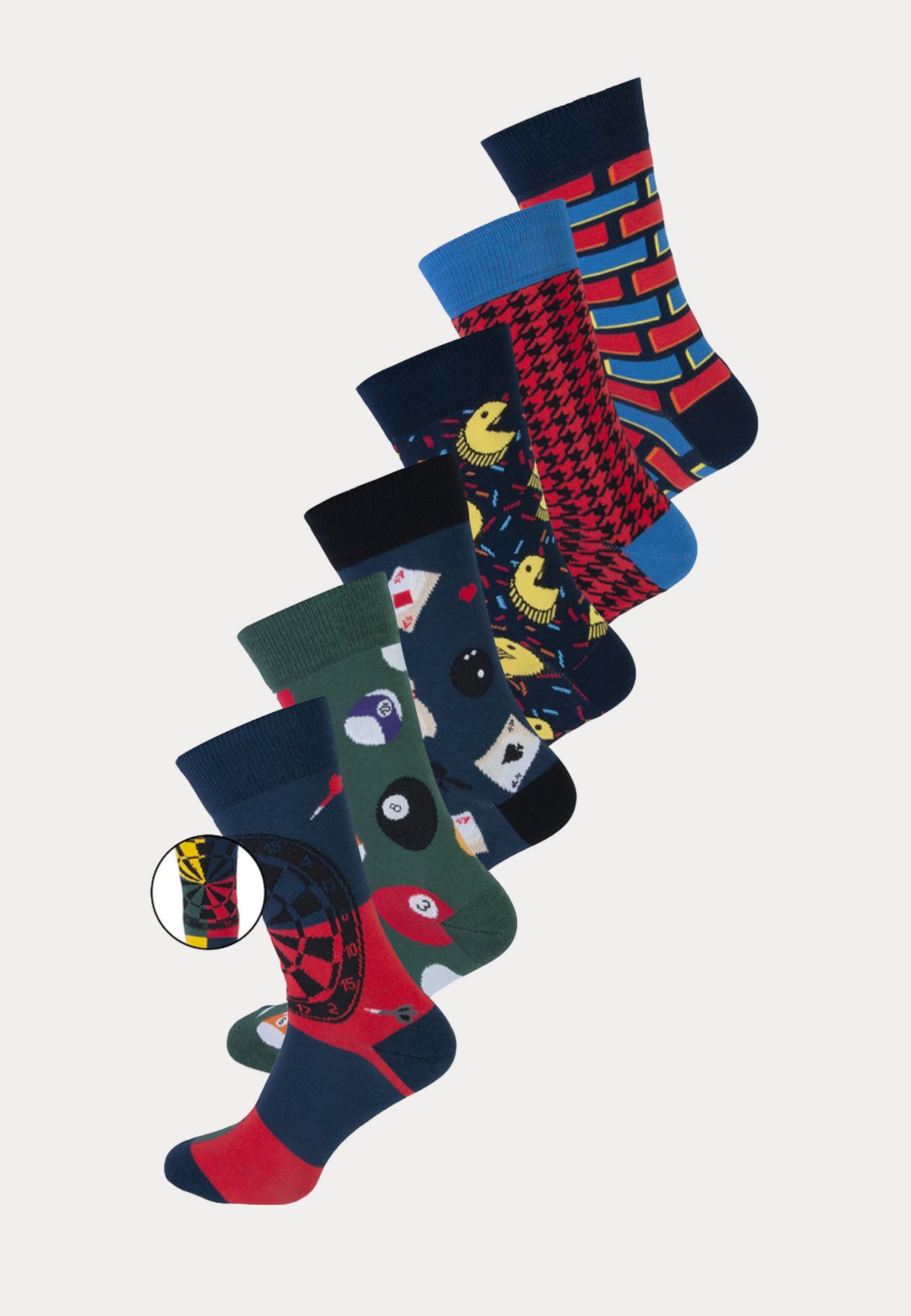 6 paar fashion socks met print van games van het merk Teckel