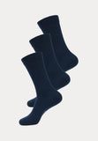 3 paar 100% bio katoen effen sokken met de kleur marineblauw