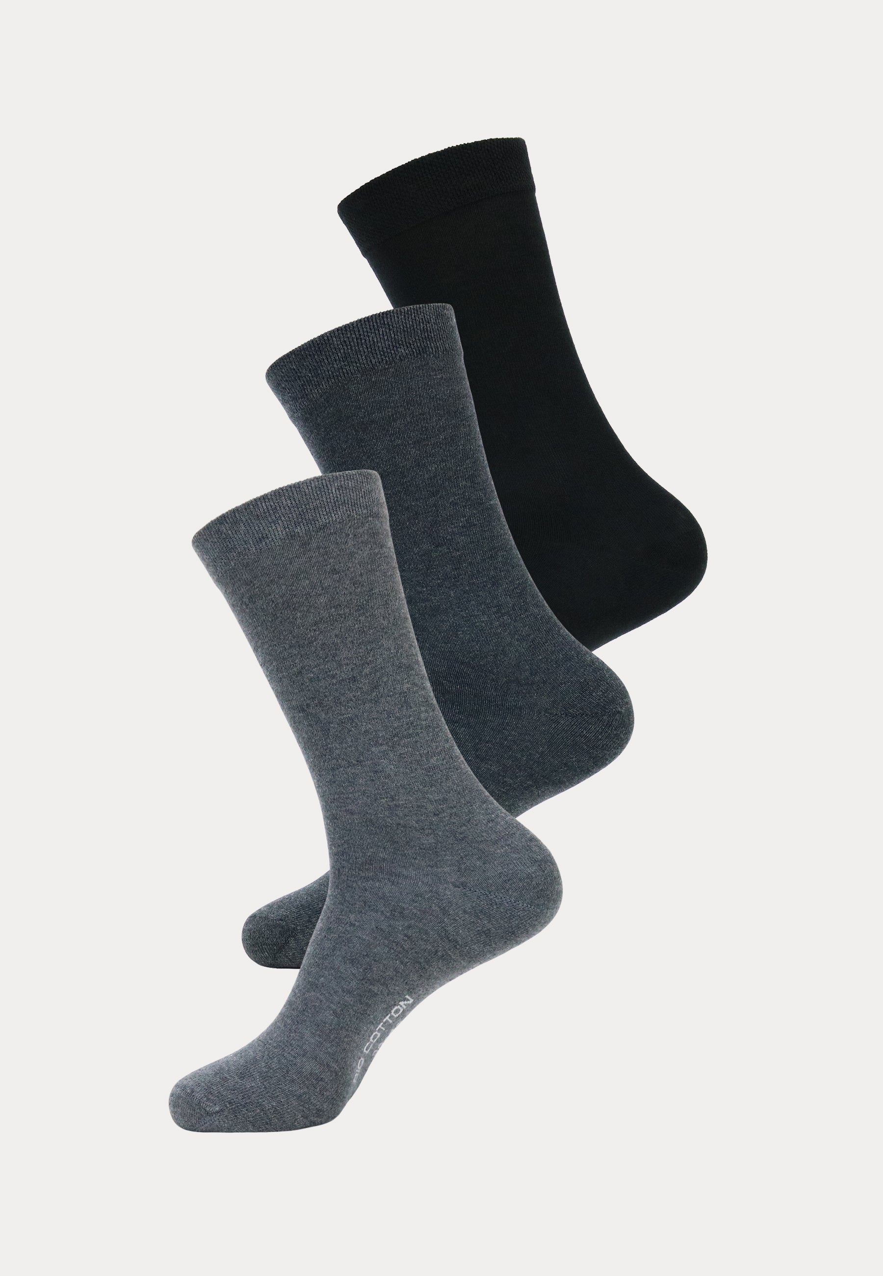 3 paar 100% bio katoen effen sokken in grijze tinten